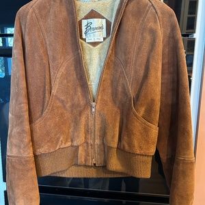 Vintage Suede Bomber Jacket with hood